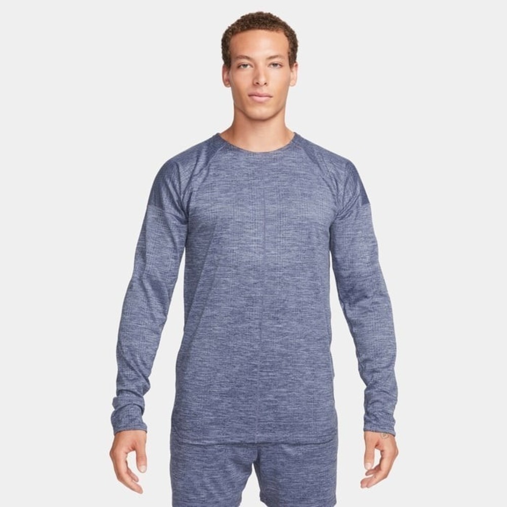 Nike Yoga® (Men's SMALL) Dri-FIT™ Crew Top in Thunder Blue/Heather - $85